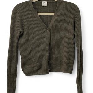 TSE Women's Olive Ribbed Cardigan
